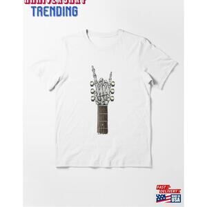 Rock On Guitar Neck Skeleton Hand Sign Amp Roll Band Tees Tshirt Classic